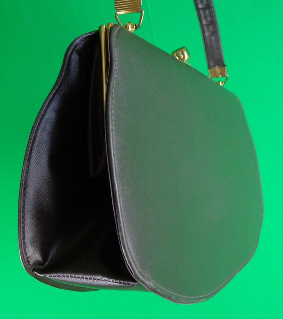 Vintage Retro Accessorie Purse Handbag Clutch Top Handle 1950s 1960s Mid Century Large Brown Vinyl Wedding Party Evening Formal Gift