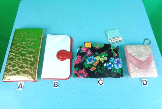 Vintage Retro Money Coin Wallets Card Holder Makeup Cosmetic Bag 1950s 1960s 70s Mid Century Wedding Party Evening Formal Gift Accessories