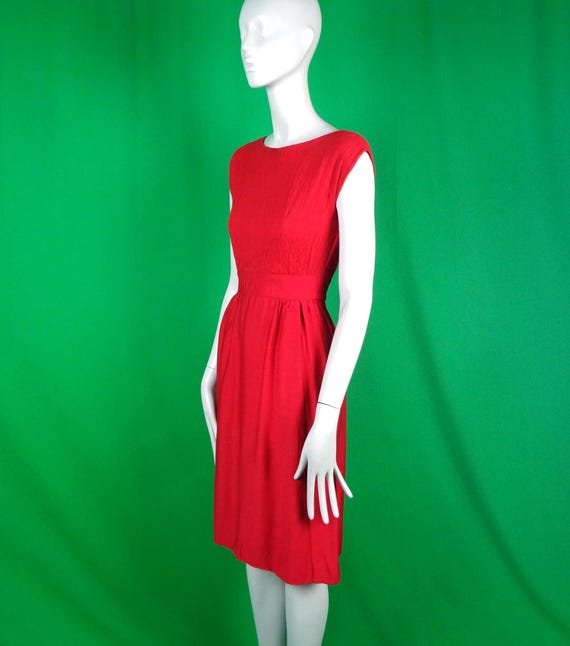 Vintage 1950s Red Chiffon Sheath Dress, XS/S - Party, Wedding Mid Century David Rawls Clothing