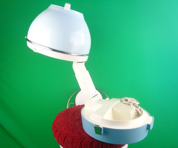 Womens Girls White Blue Sunbeam Hair Dryer Salon Parluor Styling Curling  1960s 70s Mid Century Vintage Bath Beauty Personal Care Electronic -   Canada