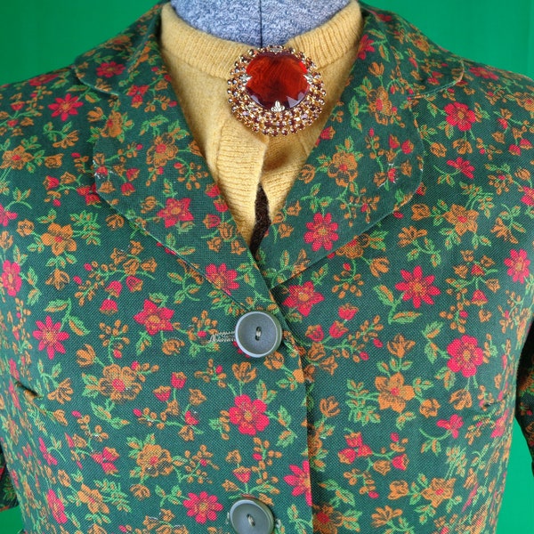 Femmes fille vêtements Smartsetter veste manteau blazer costume culture coton floral des années 1950 des années 60 vintage milieu du siècle rétro Mod petit vert Orange jaune