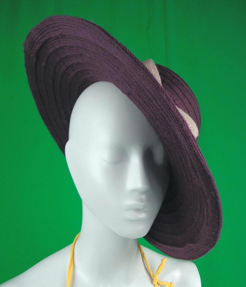 Purple Sun Handmade Casual Hat Bow Accent, Fold Brim (22.5") Chapel Capulet Fashion Accessory image 4