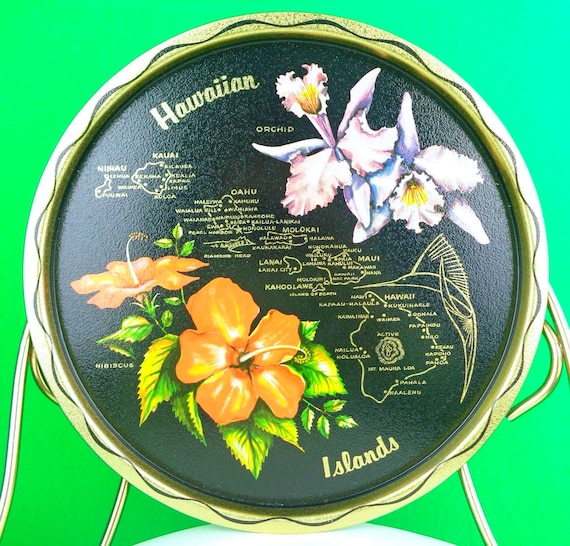 Vintage Hawaiian Souvenir Tray: 1960s-70s Retro Decor Decorative Wall Plaque Collectible Keepsake Memorabilia Gift
