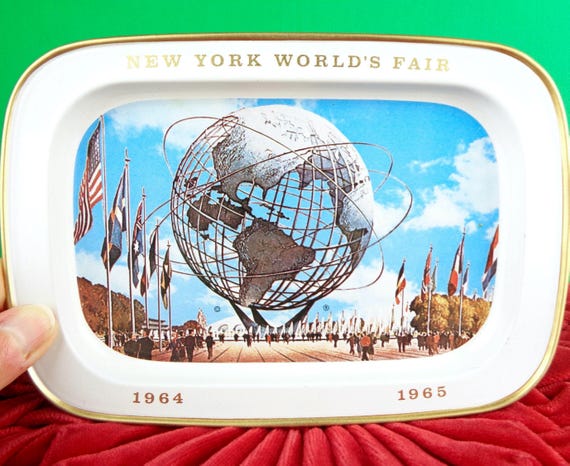 Vintage Retro New York Worlds Fair Tray: 1964-65 Souvenir Memorabilia Keepsake Decor Gift