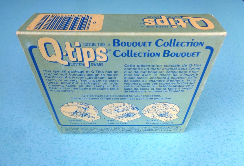 Q Tips Box Vintage 1970s Q-tips Box, Bouquet Collection, Chesebrough Ponds ...