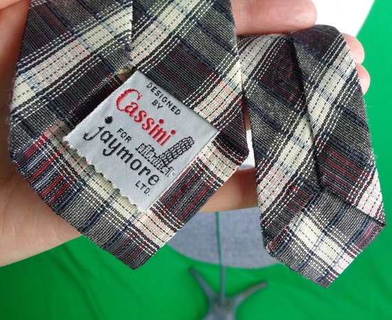 Vintage Retro Cassini Jaymore Self Necktie Work Suit 1940s 1950s Mid Century Wedding Party Evening Formal Gift Plaid