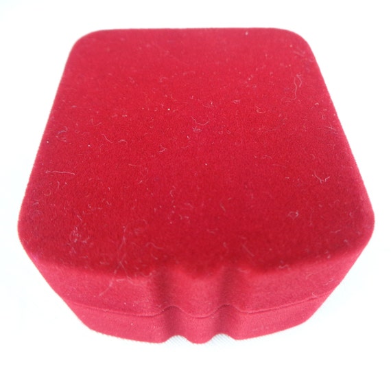 Vintage Retro Jewelry Earring Studs Pin Box Storage Organization Collectible Keepsake Wedding Party Gift Square Red Velvet Satin Birthday