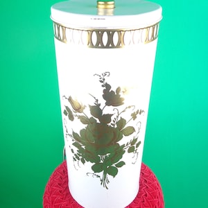 Vintage Retro Laundry Clothes Linen Hamper Basket 1950s 60s Mid Century White Gold Tube Storage Organization Home House Live Decor-ware Gift