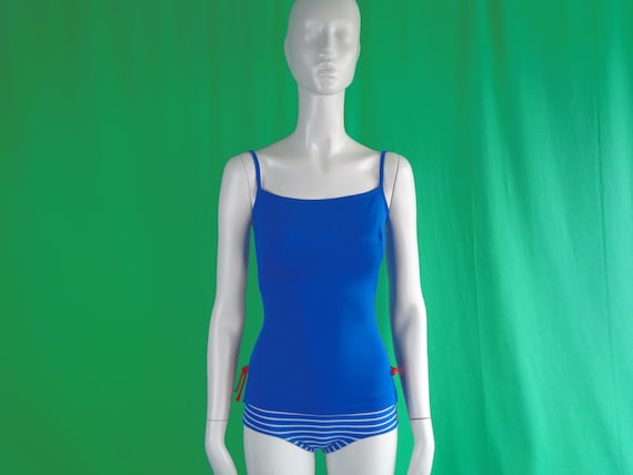 Vintage Retro Clothing Apparel Jantzen One Piece Bathing Swimwear Bodysuit Costume 1950s 60s Mid Century Sailor Nautical Surf Gym Beach Gift