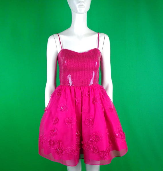 Betsey Johnson Magenta Pink Dress: Embellished Party Gown Gift Small 4 Wedding Evening Formal
