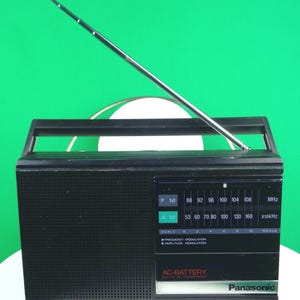 Vintage Retro Panasonic AM FM Portable Radio Stereo Boombox 1980s 90s Model RF542 Black Electrical Battery Mechanical Electronic Gift Tested