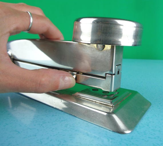 Vintage Monarch Silver Stapler: 40s-50s Tool Office Desk School Supplies Equipment Fastening Attaching Gift