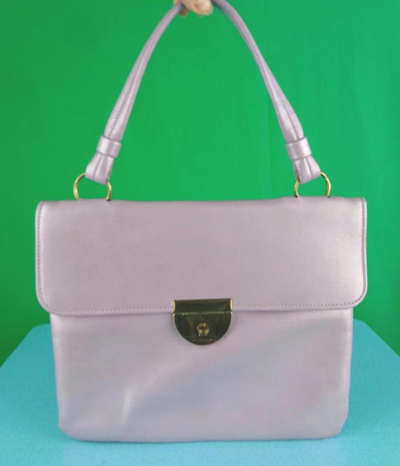 Vintage Retro JR Handbag Purse Top Handle 1950s 1960s Mid Century Purple Lilac Ivory Wedding Party Evening Formal Casual Gift Accessorie