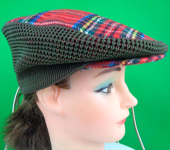 Vintage Scottish Tartan Newsboy Cap - Moffat Weavers XL 1960-70s Collapsible Hat Gift Accessory