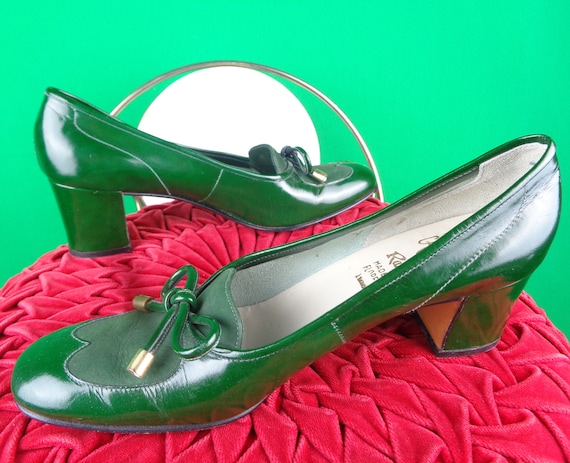 Womens Girl Amalbi Green Patent Suede Leather Mar… - image 3