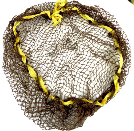 Vintage Retro Brown Snood Tie Hair Care Net Curler Styling Beauty 30s 40s Birdcage Headpiece Wedding Party Formal Evening Gift Accessorize
