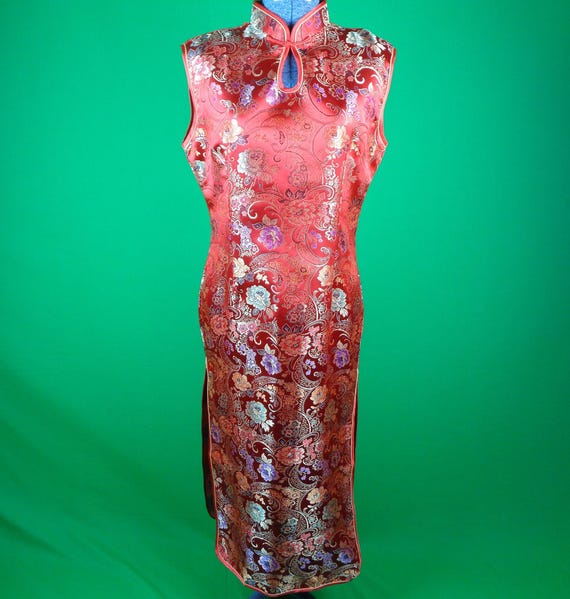 Vintage Retro Clothing Cheongsam Chinese Japanese Dress Xxlarge Long Red Qipoa Traditional Mandarin Shanghai Wedding Party Evening Gift Etsy