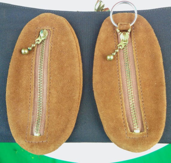 Vintage Scottish Deerskin Suede Coin Purse: 1940s-50s British Keychain Wallet Pouch Gift Money Holder