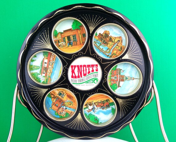 Vintage Knott's Berry Farm Tin Tray: 60s-70s Souvenir Coasters Collectible Memorabilia Barware Decor Gift
