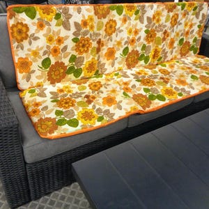 Vintage Chair Cover Patio Lounger Pad 1960s 70s Floral Accent Home Decor Furniture Slipover