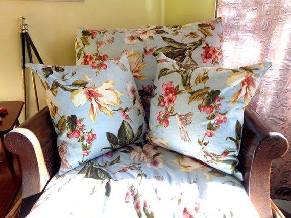 Vintage Retro Decorative Throw Pillows Cushions Case Square Hummingbird Blue Pink Green Yellow Floral Chair Sofa Couch Home House Decor Gift