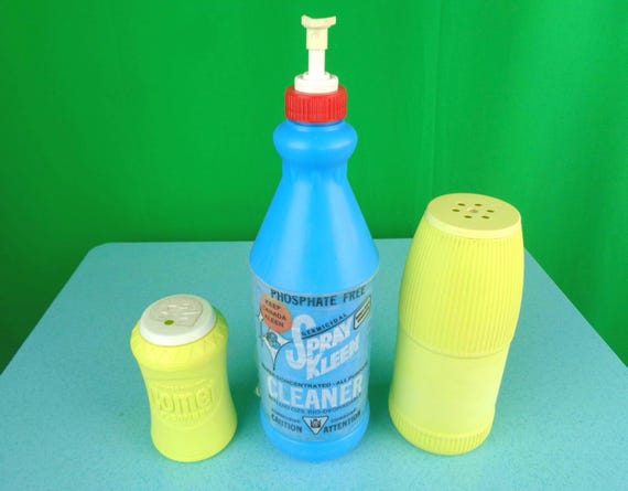 Vintage Retro Cleaning Spray Kleen Cleaner Comet Purex Bottle Supplies Product 1950s 60s Mid Century Lot Atomic Space Home Live Kitchen Gift
