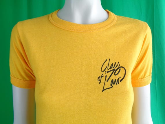 Vintage Retro Clothing Apparel Pullover Long Tees T Shirt Top Blouse Class 79 Law S Yellow Cotton Casual Sport-wear Collect Memorabilia Gift