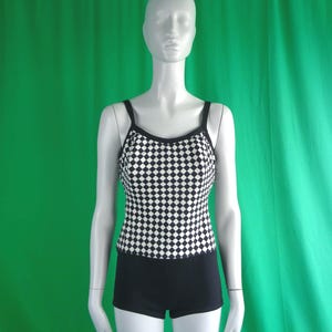 Vintage Retro Clothing Apparel One Piece Bathing Swimwear Body Suit Costume 1960s 70s Mid Century Coastal Beach Resort Surf Gym Workout Gift