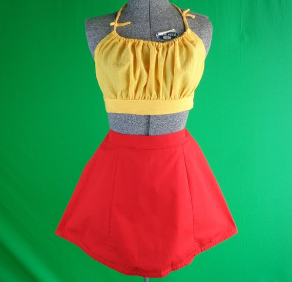 Vintage Retro Clothing Apparel Mini Skirt Skort Short Pants 50s 60s Mid Century S Lipstick Red Tennis Golf Recreation Sportwear Coastal Gift