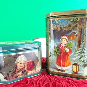 Vintage Retro Kerstvakantie Blikken Doos Bin Opslagcontainer Organisatie Victoriaans Edwardiaans Middenstuk Thuis Kamer Accent Decor Cadeauset