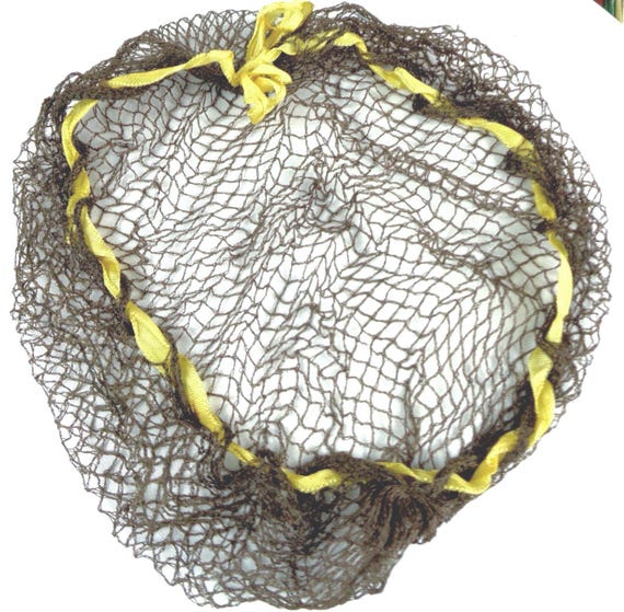 Vintage Retro Brown Snood Tie Hair Care Net Curler Styling Beauty 30s 40s Birdcage Headpiece Wedding Party Formal Evening Gift Accessorize