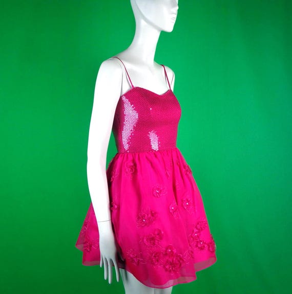 Betsey Johnson Magenta Pink Dress: Embellished Party Gown Gift Small 4 Wedding Evening Formal