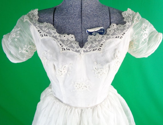 Vintage Retro Womens Girls Clothing White Dress B… - image 1