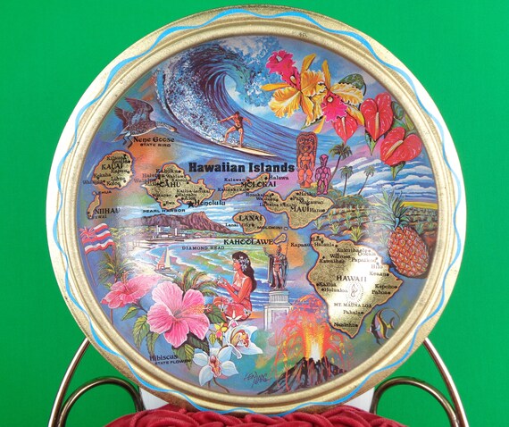 Vintage Hawaiian Island Snack Bowl: 1960s-70s Bicentennial Souvenirs Mid Century Decor Gift Collectible Memorabilia