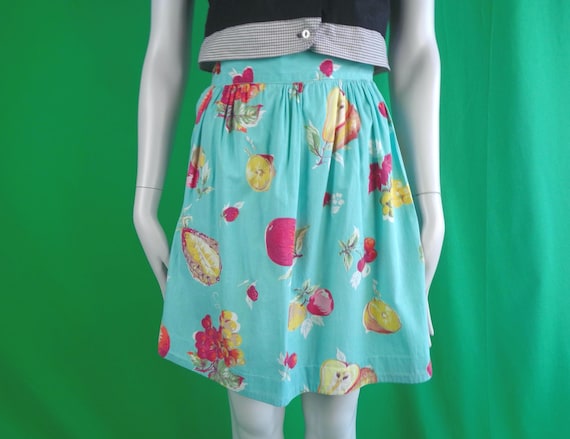 Vintage Retro Handmade Clothing Apparel Mini Scooter Skirt Cover 40s 50s Mid Century Fruit Novelty Blue Pink Yellow Orange Green Casual Gift