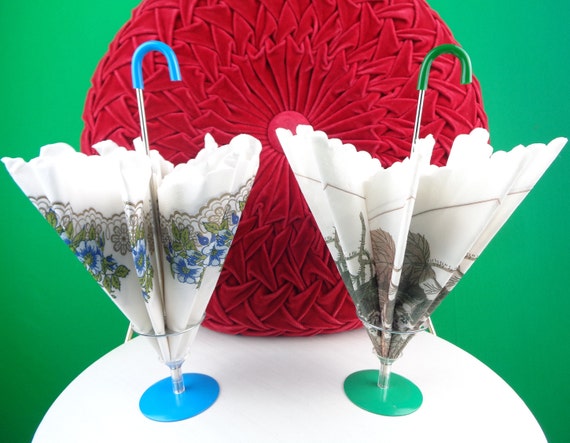Vintage Retro Napkin Umbrella Serviette Holder Storage Caddy Set 1950s 1960s Mid Century Home House Kitchen Dine Serve Decor Gift Blue Green