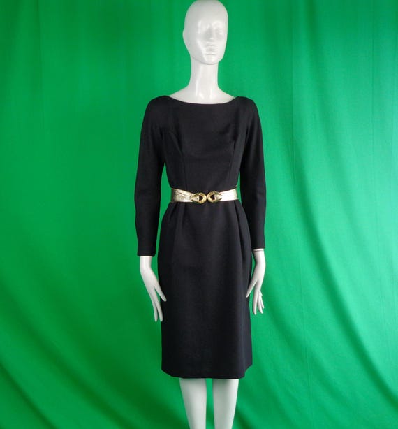 Vintage Retro Clothing Bernard's Spokane USA Little Black Dress 1950s 60s Mid Century Modern Small Wedding Party Formal Evening Casual Gift