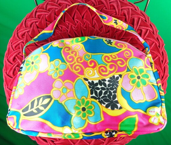 Vintage Retro Makeup Cosmetic Toiletry Handbag 50s 60s Bath Beauty Personal Care Mid Century Floral Purse Travel Pink Blue Green Party Gift