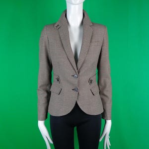Vintage Retro Clothing Zara Blazer Suit Jacket Dress Coat Top Small 4 Equestrian Style Wedding Party Evening Formal Casual Gift Brown Beige