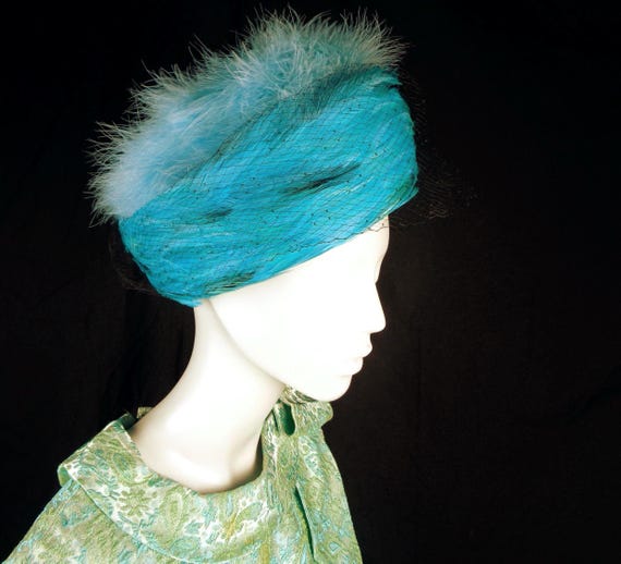 Vintage Evelyn Pillbox Hat: 1950s-60s Capulet Mid Century Feather Paris New York Party Accessory