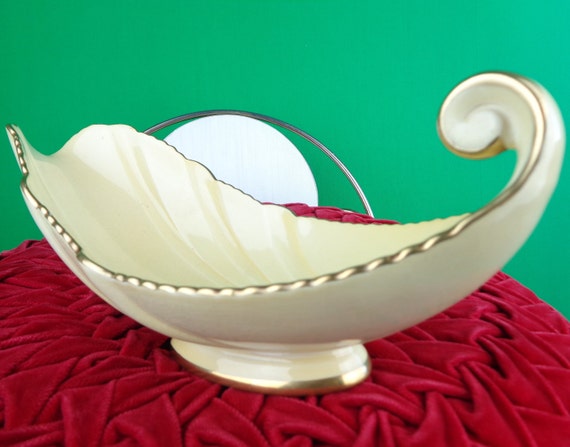 Vintage Carlton Ware Gondola Dish: Mid-Century Modern Yellow Accent Decor 1950s Aladdin Trinket Candy