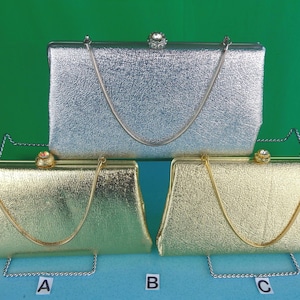 Accesorios retro vintage Carteras Bolsos de mano Carteras de mano Década de 1950 y 1960 Mediados de siglo Oro Plata Metálico Boda Fiesta Noche Formal Casual Regalo