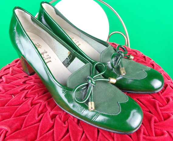 Womens Girl Amalbi Green Patent Suede Leather Mar… - image 5