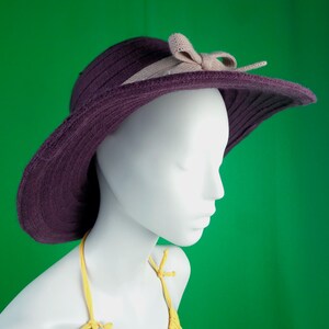 Purple Sun Handmade Casual Hat Bow Accent, Fold Brim (22.5") Chapel Capulet Fashion Accessory image 5