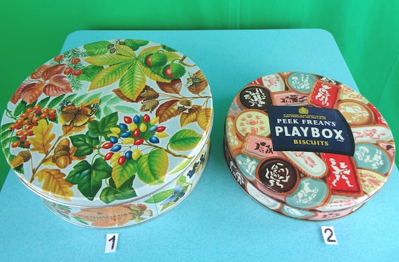 Vintage Retro Peek Frean Decorative Biscuit Tin Bin 50s 60s Mid Century Storage Container Organization Home Decor Gift Collectible England