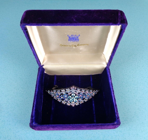 Vintage Hudson's Bay Company Velvet Jewelry Box – Deep Purple Satin Storage 1940s 50s Container