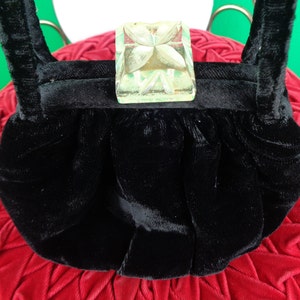 Vintage Retro Black Orange Purse Handbag Top Handle Clutch 30s 40s Accessories Velvet Coin Pouch Couchette Wedding Party Formal Evening Gift