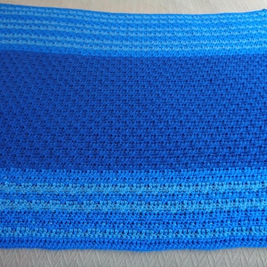 Vintage Retro Handmade Knit Crochet Granny Afghan Throw Blanket Cover Quilt Bedding Spread Comforter Home Living Everyone Gift Blue