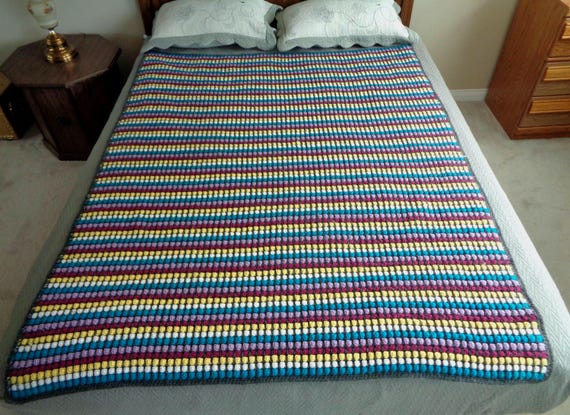 Vintage Retro Handmade Knit Crochet Granny Afghan Throw Blanket Cover Quilt Bed Spread Comforter Home Living Adult Teen Kid Toddler Gift