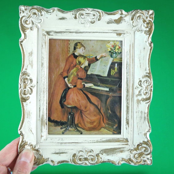 Vintage Renoir Piano Lesson Framed Print: Mid Century Home Decor 50s-60s Wall Portrait Picture Keepsake